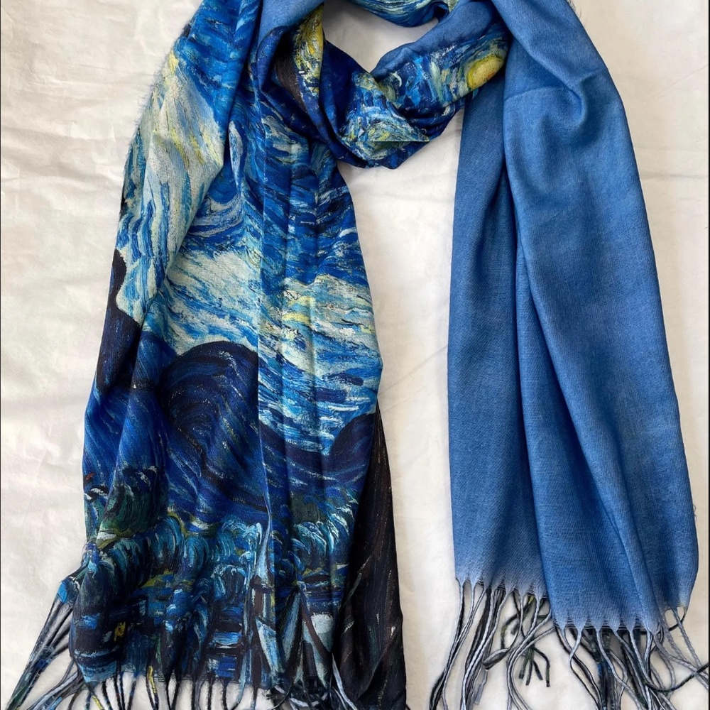 Blue Scarf, Large Wool Shawl, Two Side Wrap, Warm Pashmina, Accessories NEW